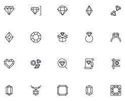 Collection of modern diamond outline icons. Set of modern illustrations for mobile apps, web sites, flyers, banners etc isolated on white background. Premium quality signs. vector