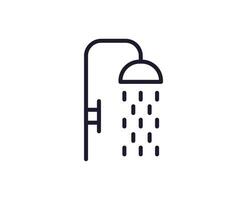 Single line icon of shower on isolated white background. High quality editable stroke for mobile apps, web design, websites, online shops etc. vector