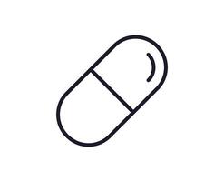 Pills concept. Single premium editable stroke pictogram perfect for logos, mobile apps, online shops and web sites. Vector symbol isolated on white background.