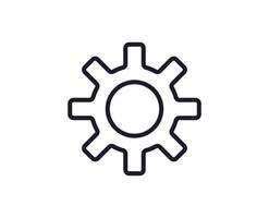 Gear concept. Single premium editable stroke pictogram perfect for logos, mobile apps, online shops and web sites. Vector symbol isolated on white background.
