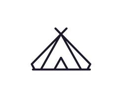 Camping line icon on white background vector