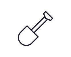 Shovel concept. Modern outline high quality illustration for banners, flyers and web sites. Editable stroke in trendy flat style. Line icon of shovel vector