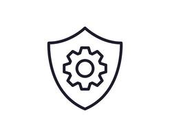Gear concept. Single premium editable stroke pictogram perfect for logos, mobile apps, online shops and web sites. Vector symbol isolated on white background.