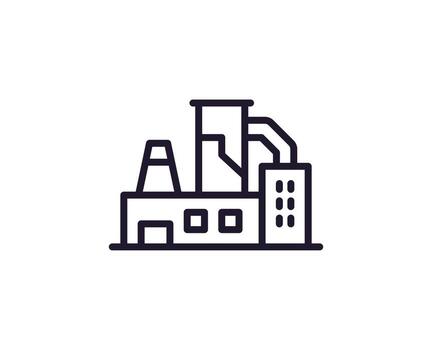 Single line icon of factory on isolated white background. High quality editable stroke for mobile apps, web design, websites, online shops etc. vector