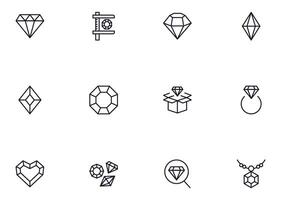 Collection of modern diamond outline icons. Set of modern illustrations for mobile apps, web sites, flyers, banners etc isolated on white background. Premium quality signs. vector