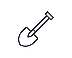 Shovel concept. Modern outline high quality illustration for banners, flyers and web sites. Editable stroke in trendy flat style. Line icon of shovel vector