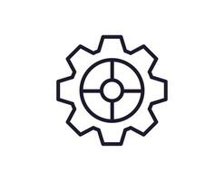 Gear concept. Single premium editable stroke pictogram perfect for logos, mobile apps, online shops and web sites. Vector symbol isolated on white background.