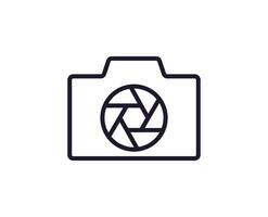 Camera concept. Single premium editable stroke pictogram perfect for logos, mobile apps, online shops and web sites. Vector symbol isolated on white background.