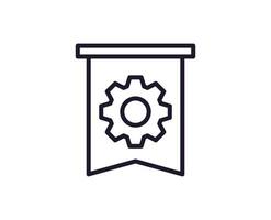 Gear concept. Single premium editable stroke pictogram perfect for logos, mobile apps, online shops and web sites. Vector symbol isolated on white background.