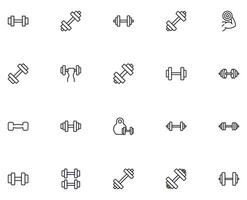 Dumbell concept. Sport line icon set. Collection of vector signs in trendy flat style for web sites, internet shops and stores, books and flyers. Premium quality icons isolated on white background