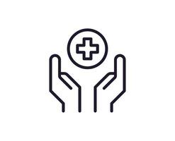 Single line icon of medical cross High quality vector illustration for design, web sites, internet shops, online books etc. Editable stroke in trendy flat style isolated on white background