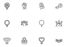 Collection of modern feminism outline icons. Set of modern illustrations for mobile apps, web sites, flyers, banners etc isolated on white background. Premium quality signs. vector