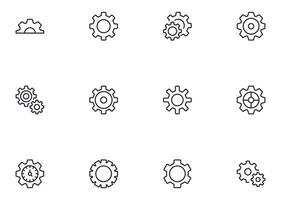 Collection of modern gear outline icons. Set of modern illustrations for mobile apps, web sites, flyers, banners etc isolated on white background. Premium quality signs. vector