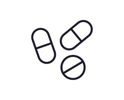 Pills concept. Single premium editable stroke pictogram perfect for logos, mobile apps, online shops and web sites. Vector symbol isolated on white background.