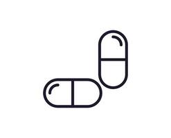 Pills concept. Single premium editable stroke pictogram perfect for logos, mobile apps, online shops and web sites. Vector symbol isolated on white background.