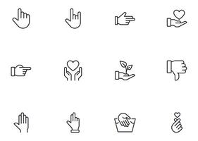 Hand concept. Collection of gesture high quality vector outline signs for web pages, books, online stores, flyers, banners etc. Set of premium illustrations isolated on white background