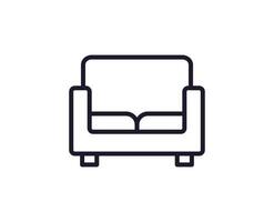 Sofa concept. Single premium editable stroke pictogram perfect for logos, mobile apps, online shops and web sites. Vector symbol isolated on white background.