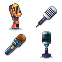 Microphone Flat Illustration Collection. Perfect for different cards, textile, web sites, apps vector