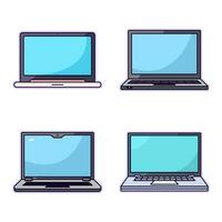 Laptop Flat Illustration Collection. Perfect for different cards, textile, web sites, apps vector