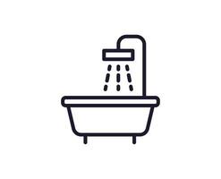 Single line icon of shower on isolated white background. High quality editable stroke for mobile apps, web design, websites, online shops etc. vector