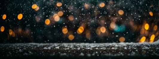 Falling Snow down On The Black Background.. AI generated photo