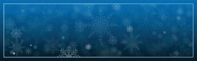 Merry Christmas decorative design with snowflake on blue background vector