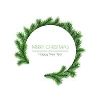 Decorative circle design with pine branches for Christmas background vector