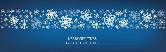 Merry Christmas decoration with snowflake on blue background vector