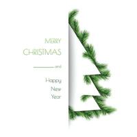 Decorative tree frame design with pine branches for Christmas background vector