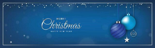 Blue christmas banner with christmas ball vector