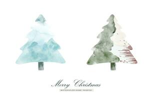 Set of Christmas trees stain watercolor hand painted vector