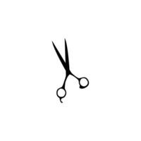 Scissors icon. Simple style barbershop company poster background symbol. Barbershop brand logo design element. Scissors t-shirt printing. Vector for sticker.