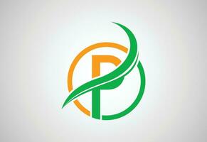 Alphabets initial P letter logo with Creative swoosh, Vector design concept