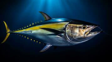 Wildlife photography of Photo of Yellowfin Tuna. Generative AI