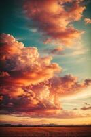 Background of colorful sky concept, Dramatic sunset with twilight color sky and clouds. AI generated photo