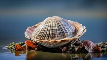 Wildlife photography of Photo of Quahog Clam. Generative AI