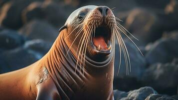 Wildlife photography of Photo of Sea Lion. Generative AI