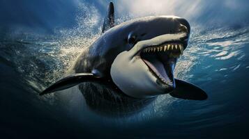 fauna silvestre fotografía de foto de asesino ballena. generativo ai