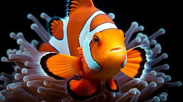 Wildlife photography of Photo of Clownfish. Generative AI