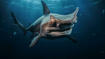 Wildlife photography of Photo of Hammerhead Shark. Generative AI