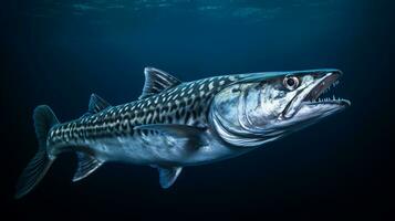 Wildlife photography of Photo of Barracuda. Generative AI