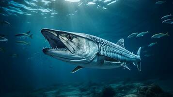 Wildlife photography of Photo of Barracuda. Generative AI