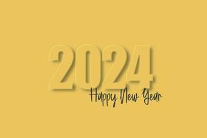 Modern embossed letter new year 2024 with elegan yellow background color vector