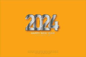 Simple and Clean Design Happy New Year 2024. yellow Background with for Background for Banners, Posters or Calendar. vector