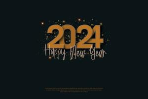 Simple and Clean Design Happy New Year 2024 Background with elegan design and confetti for Banners, Posters or Calendar. vector