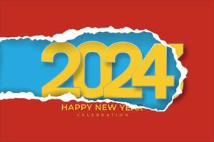 Modern Happy New Year with  realistic Torn Paper colorful simple for Background or Banner vector