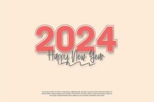 Retro Design Happy New Year 2024. With a dark and bright background of the premium background for banners, posters or calendar. vector