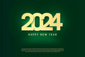 Simple and Clean Design Happy New Year 2024. Green Background with for Background for Banners, Posters or Calendar. vector