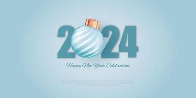 Happy New Year 2024. festive realistic decoration. Celebrate 2024 party vector