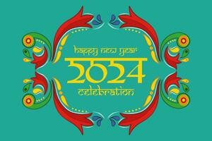 contento nuevo año 2024. festivo realista decoración. celebrar 2024 fiesta en un fiesta antecedentes vector